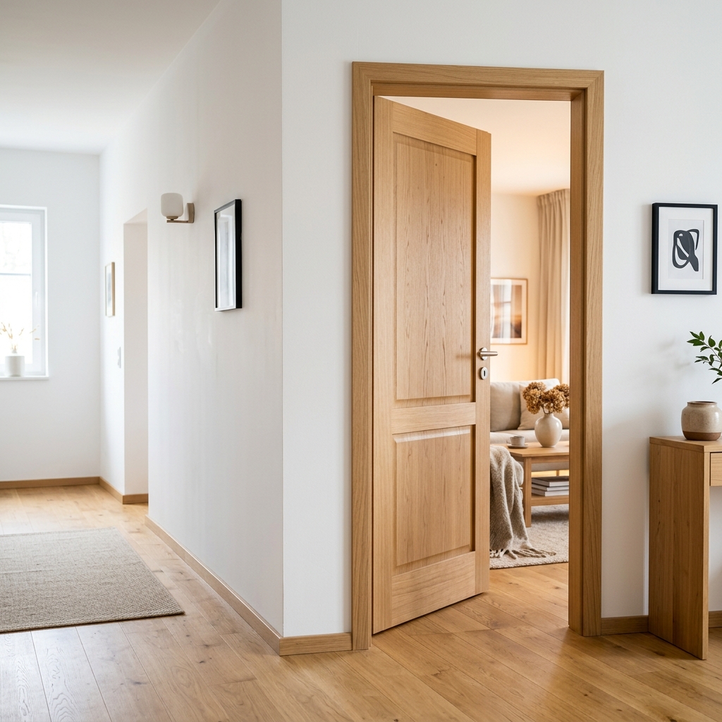 Professionell montierte Innentür aus Eichenholz